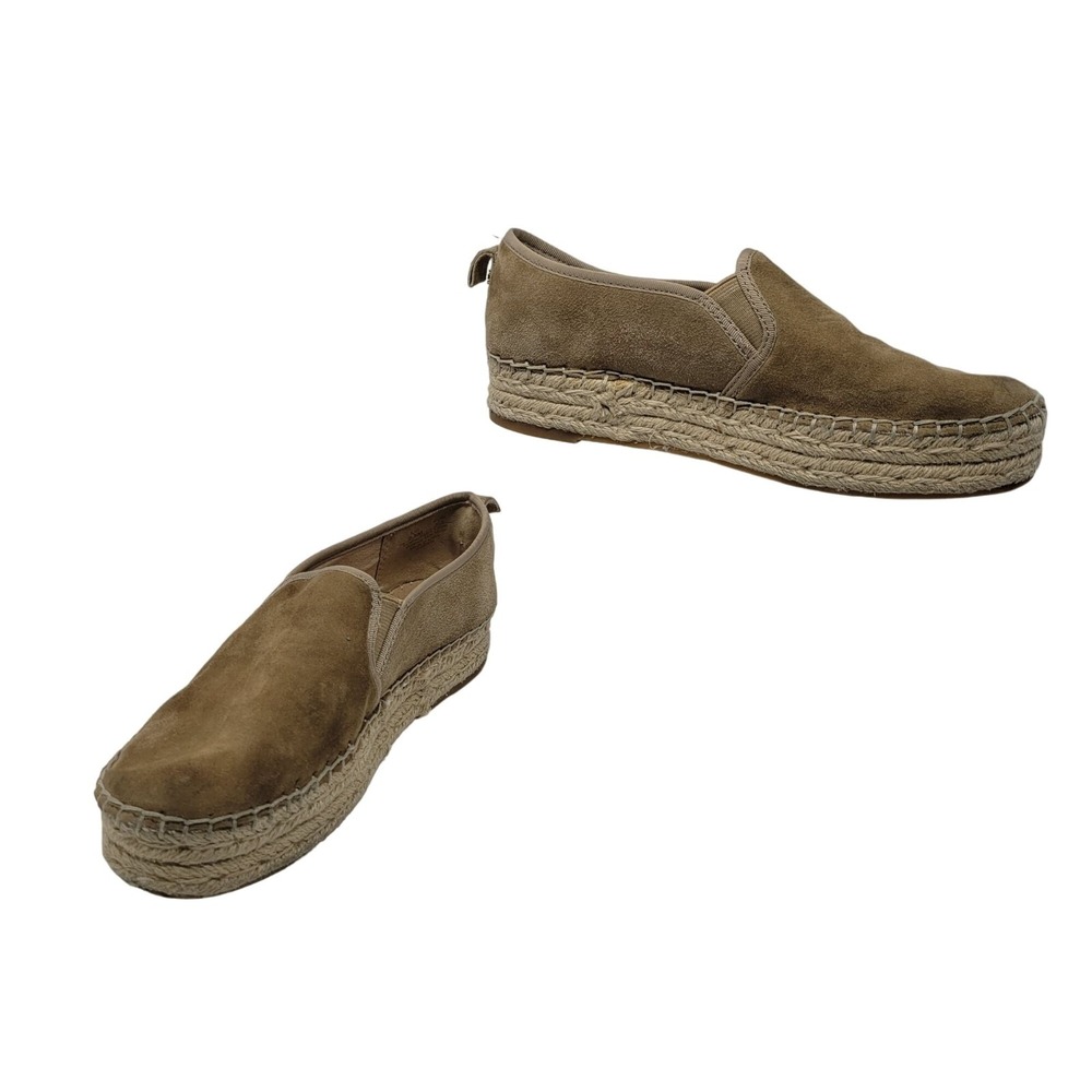 Sam Edelman Suede Leather Carrin Espadrille Flat Shoes 6.5 Tan Casual Slip-On